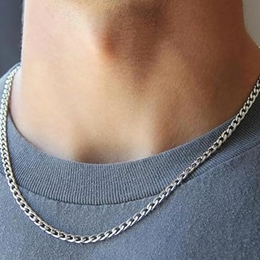 Silver Chain for Men Stainless Steel Men's Necklaces Chain Cool Diamond